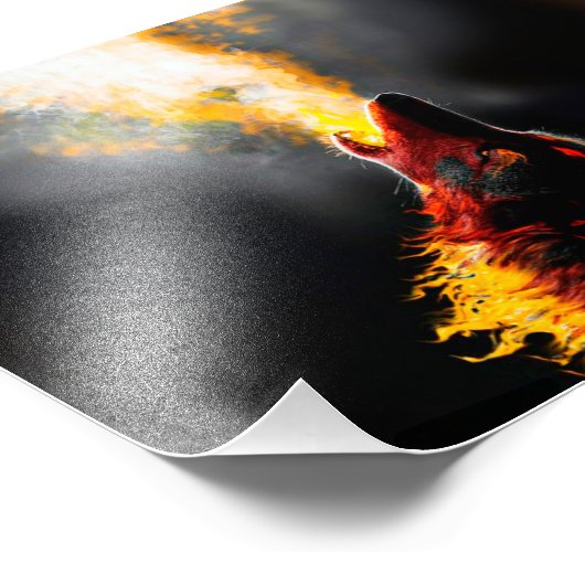 Hoofd van de agressieve wolf foto afdruk (Hoek)