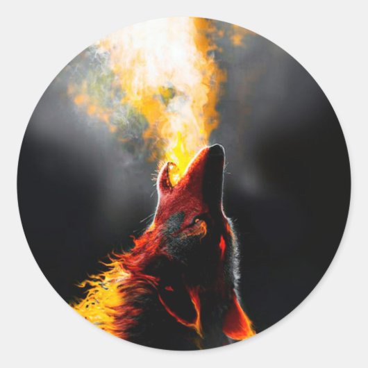 Hoofd van de agressieve wolf ronde sticker (Voorkant)