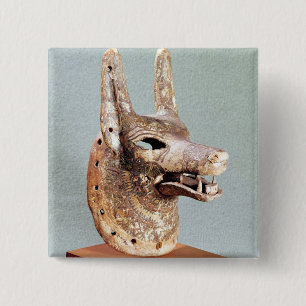 Hoofd van de Anubis, met scharnierende kaak Vierkante Button 5,1 Cm