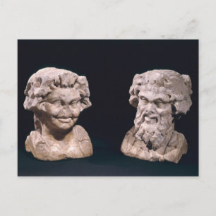 Hoofd van de Bacchus en satyr uit een kruidenpijp Briefkaart