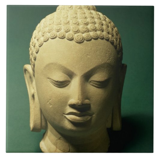Hoofd van de Boeddha, Sarnath (zandsteen) Tegeltje (Voorkant)