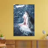 Hoofd van de grote witte haai canvas afdruk (Insitu (Woonkamer))