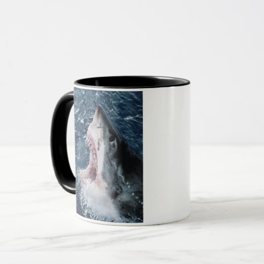 Hoofd van de grote witte haai mok (Voorkant links)