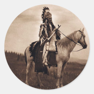 hoofd van de Indiase oorlog Ronde Sticker