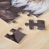 Hoofd van de kale arend op zwart legpuzzel (Zijkant)