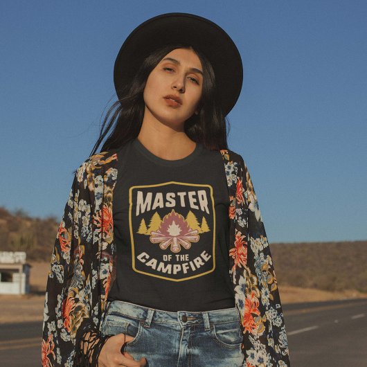 Hoofd van de kampvuur t-shirt