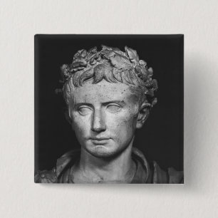 Hoofd van de keizer Augustus Vierkante Button 5,1 Cm
