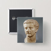 Hoofd van de keizer Tiberius Vierkante Button 5,1 Cm (Voorkant /achterkant)