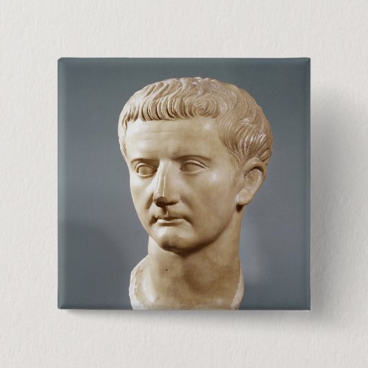 Hoofd van de keizer Tiberius Vierkante Button 5,1 Cm (Voorkant)