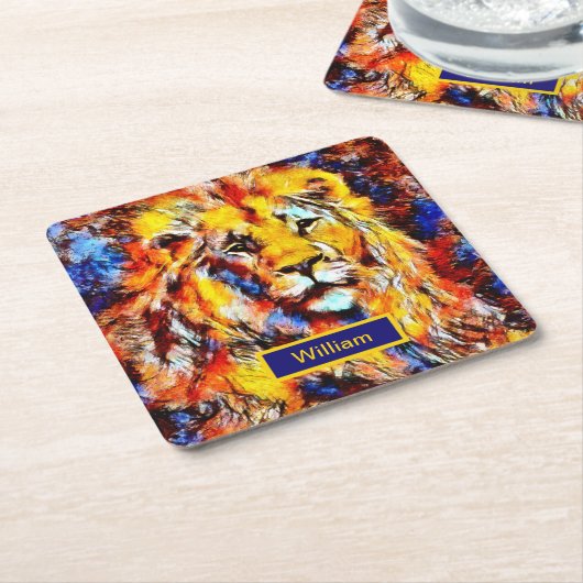 Hoofd van de Kunst van de Lion Kartonnen Onderzetters (Schuin)