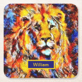 Hoofd van de  Kunst van de Lion Kartonnen Onderzetters (Voorkant)