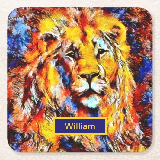 Hoofd van de  Kunst van de Lion Kartonnen Onderzetters (Voorkant)