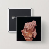 Hoofd van de Maismaisgod, Oaxaca, c.500 AD Vierkante Button 5,1 Cm (Voorkant /achterkant)