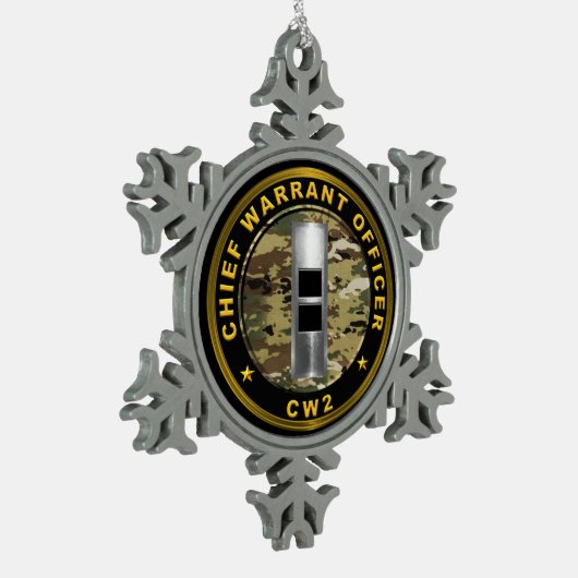 Hoofd van de opsporingsambtenaar CW2 Tin Sneeuwvlok Ornament (Links)