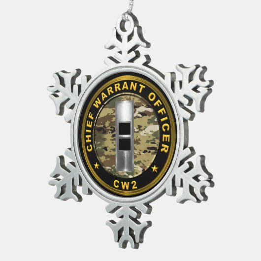 Hoofd van de opsporingsambtenaar CW2 Tin Sneeuwvlok Ornament (Rechts)