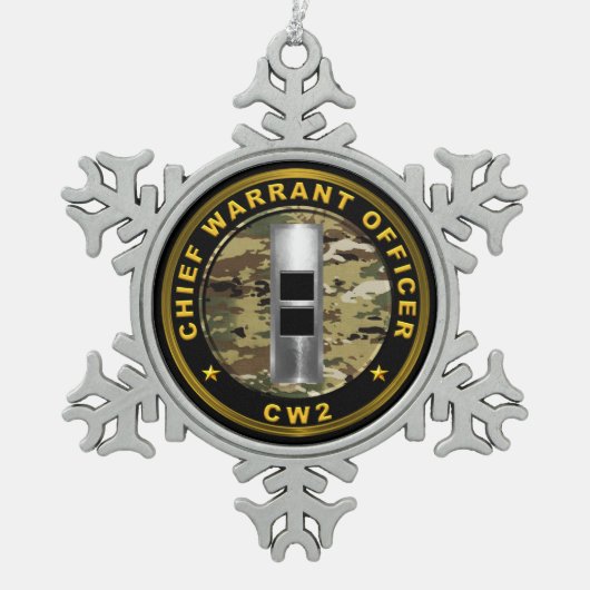 Hoofd van de opsporingsambtenaar CW2 Tin Sneeuwvlok Ornament (Voorkant)