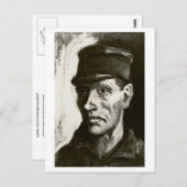 Hoofd van de Paasant met Pet, Vincent van Gogh Briefkaart (Voorkant / Achterkant)