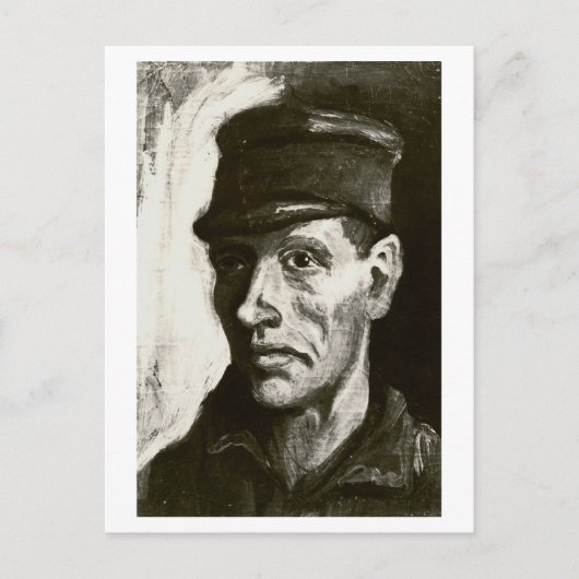 Hoofd van de Paasant met Pet, Vincent van Gogh Briefkaart (Voorkant)
