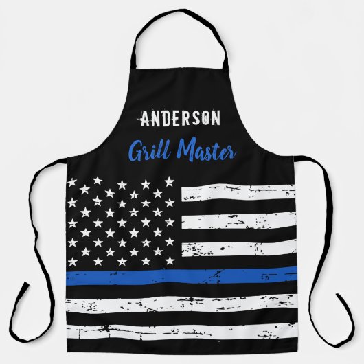 Hoofd van de politie Thin Blue Line Grill Schort (Voorkant)