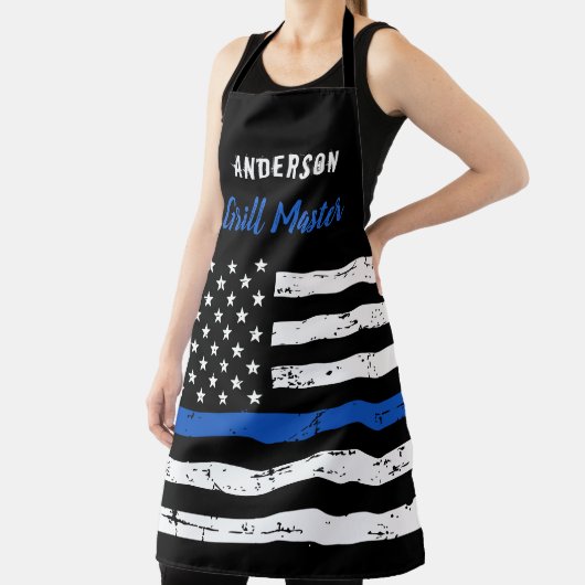 Hoofd van de politie Thin Blue Line Grill Schort (Insitu)