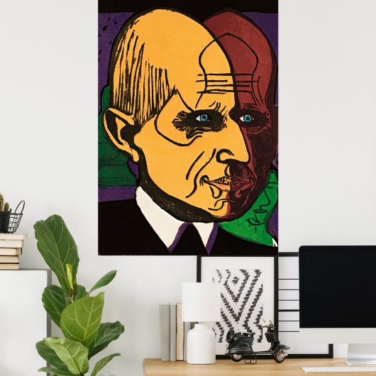 Hoofd van Dr. Bauer – Retro Expressionistische Kun Poster (Thuiskantoor)