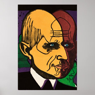 Hoofd van Dr. Bauer – Retro Expressionistische Kun Poster