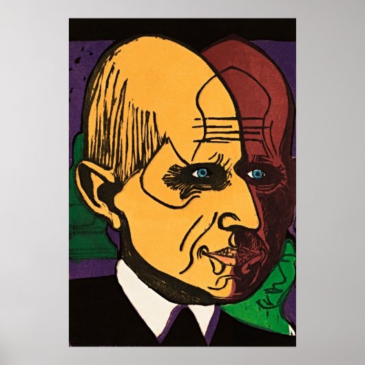 Hoofd van Dr. Bauer – Retro Expressionistische Kun Poster (Voorkant)