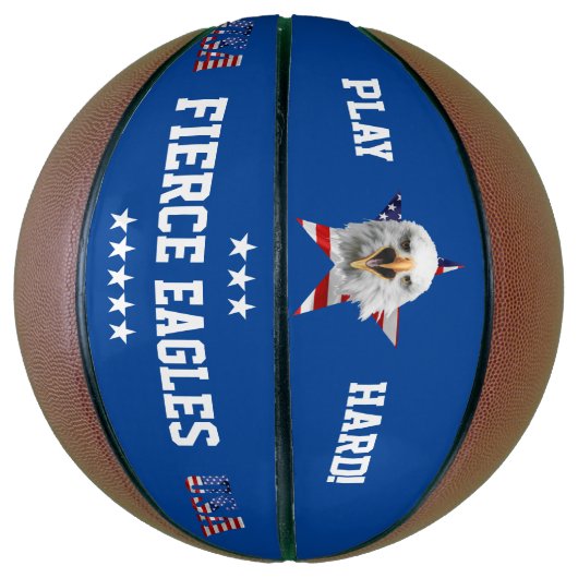 Hoofd van een adelaar, ster, VS-vlag Basketbal (Verticaal)