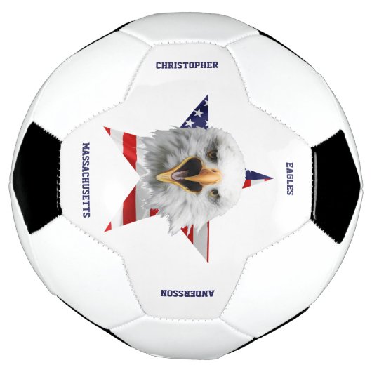 Hoofd van een adelaar, ster, VS-vlag Voetbal (Gedraaid)