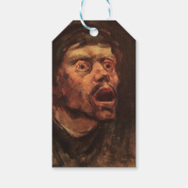 Hoofd van een Angry Man (verdriet en lijden) Cadeaulabel