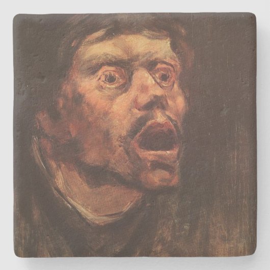 Hoofd van een Angry Man (verdriet en lijden) Stenen Onderzetter (Voorkant)