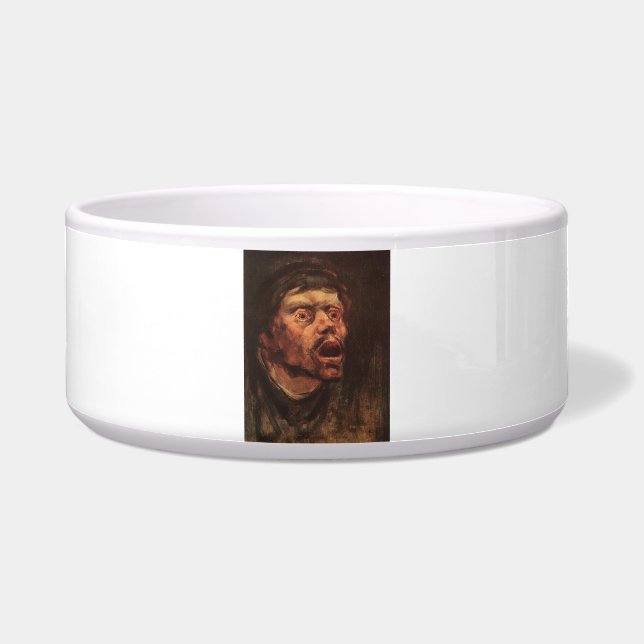 Hoofd van een Angry Man (verdriet en lijden) Voerbakje (Voorkant)