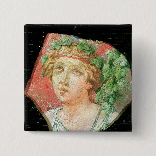 Hoofd van een bacchante vierkante button 5,1 cm (Voorkant)