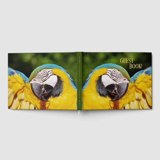 Hoofd van een Blauwe en Gele Macaw Gastenboek (Volledig)