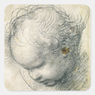 Hoofd van een Cherub Vierkante Sticker