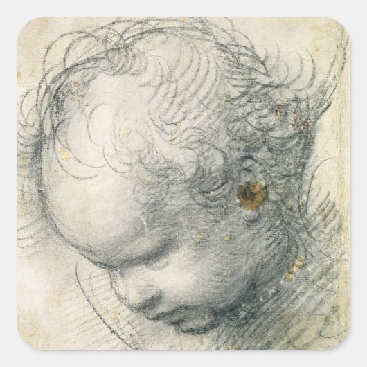 Hoofd van een Cherub Vierkante Sticker (Voorkant)