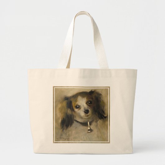 Hoofd van een hond, 1870 (olie op canvas) grote tote bag (Voorkant)