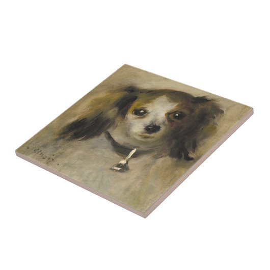 Hoofd van een hond, 1870 (olie op canvas) tegeltje (Zijkant)