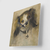 Hoofd van een hond, 1870 (olie op canvas) vierkante klok (Hoek)