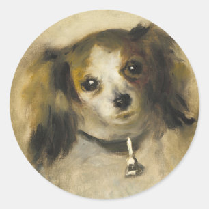 Hoofd van een hond, Auguste Renoir Art Ronde Sticker