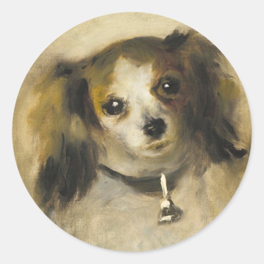 Hoofd van een hond, Auguste Renoir Art Ronde Sticker (Voorkant)