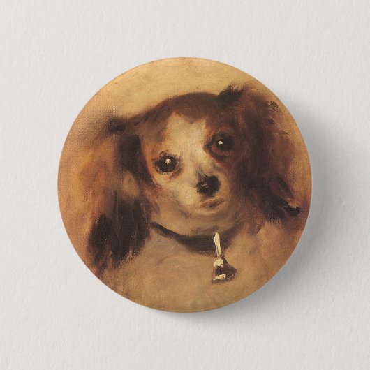Hoofd van een hond van Pierre Renoir,  Kunst Ronde Button 5,7 Cm (Voorkant)