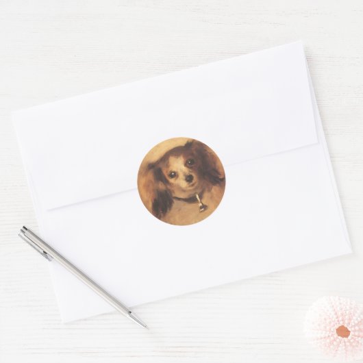 Hoofd van een hond van Pierre Renoir,  Kunst Ronde Sticker (Envelop)