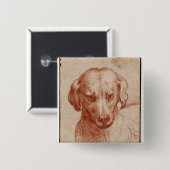 Hoofd van een hond vierkante button 5,1 cm (Voorkant /achterkant)