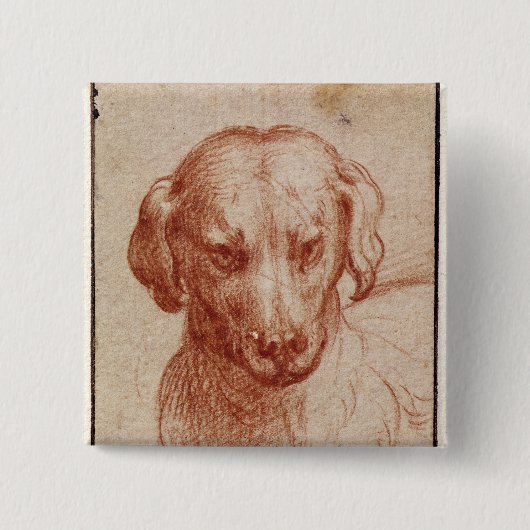Hoofd van een hond vierkante button 5,1 cm (Voorkant)