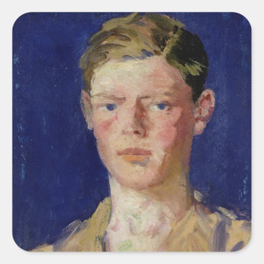 Hoofd van een jong Man Vierkante Sticker (Voorkant)