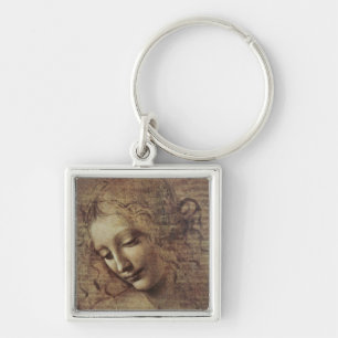Hoofd van een jonge vrouw met Tousled Hair of Leda Sleutelhanger