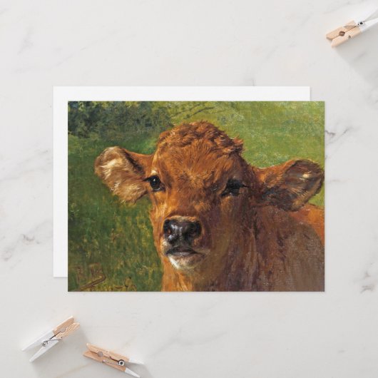 Hoofd van een kalf (door Rosa Bonheur) Kaart (Voorkant / Achterkant in situ)