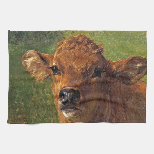 Hoofd van een kalf (door Rosa Bonheur) Theedoek (Horizontaal)
