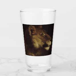 Hoofd van een leeuw (in het wild levende dieren) glas